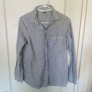 Old Navy "Classic Shirt" Blue & White Striped | M